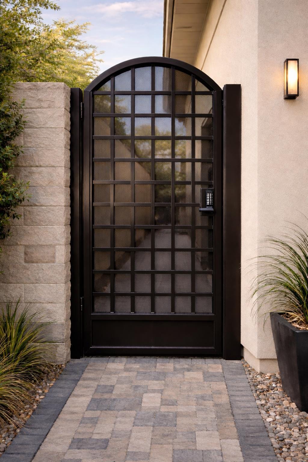 Arched Modern Steel Security Gate by the steel fabrication shop, product image 1