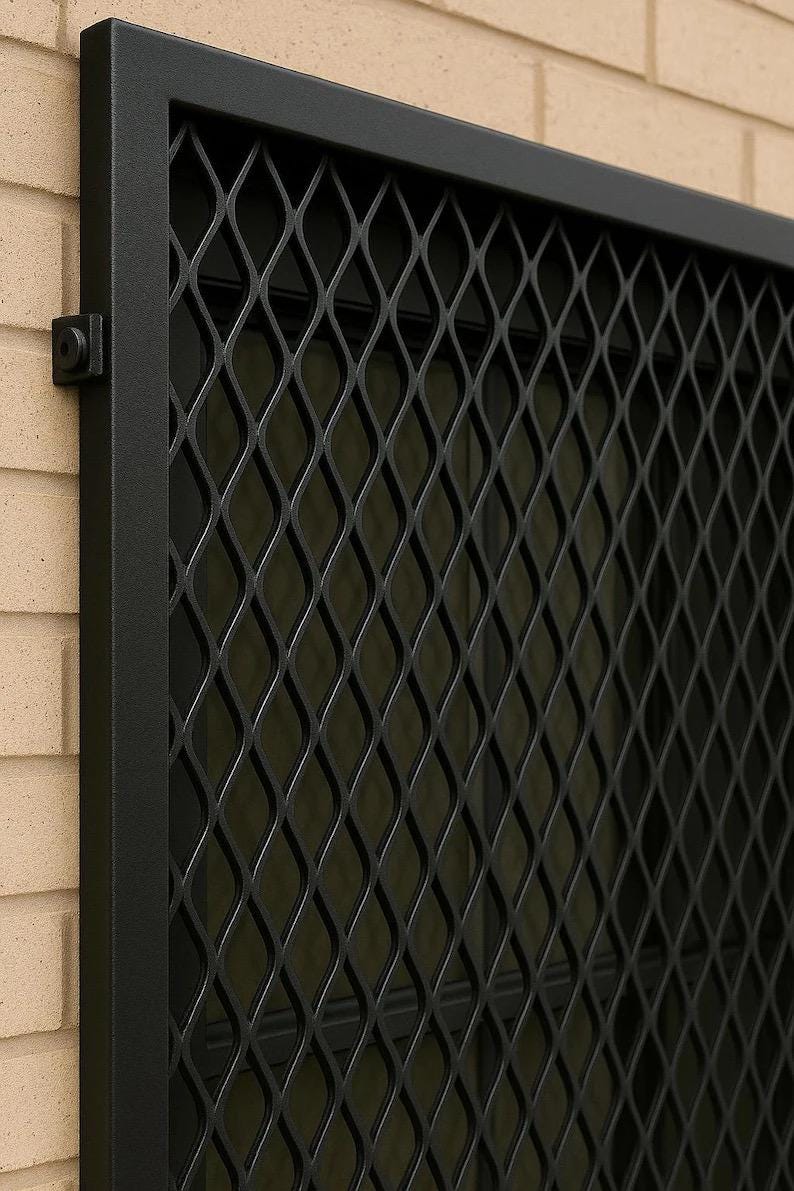 Steel Security Window Guard – Expanded Metal Grille, Powder Coated Black by the steel fabrication shop, product image 5