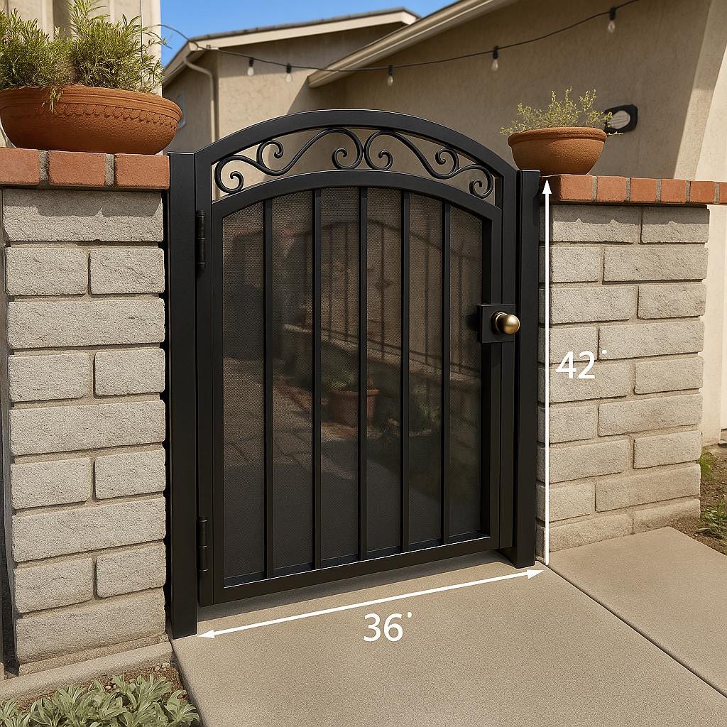 Custom Arched Steel Garden Gate by the steel fabrication shop, product image 3