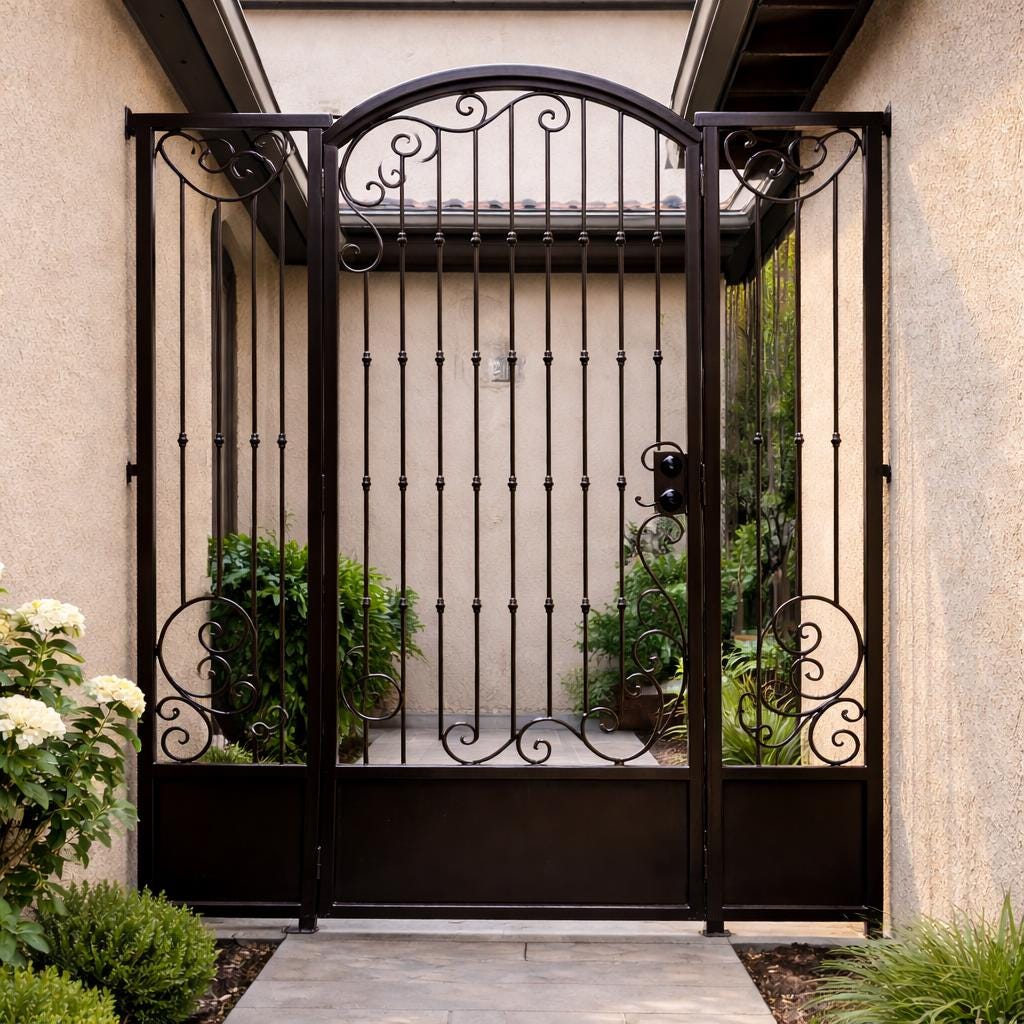 Ardenton Scroll Iron Walkway Gate, Decorative Steel Entry Security Gate by the steel fabrication shop, product image 1