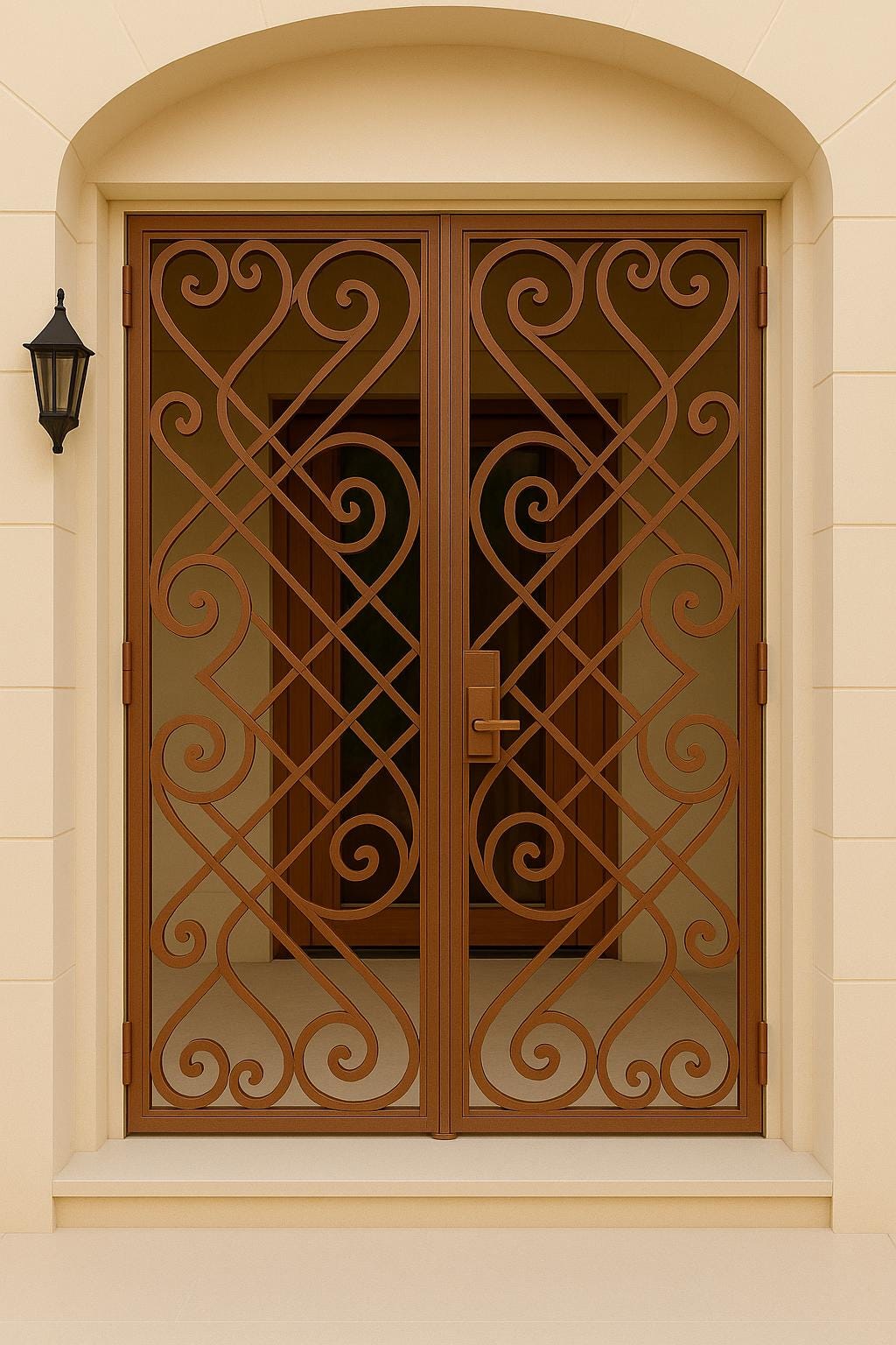 Elegant Wrought Iron Double Security Door by the steel fabrication shop, product image 3