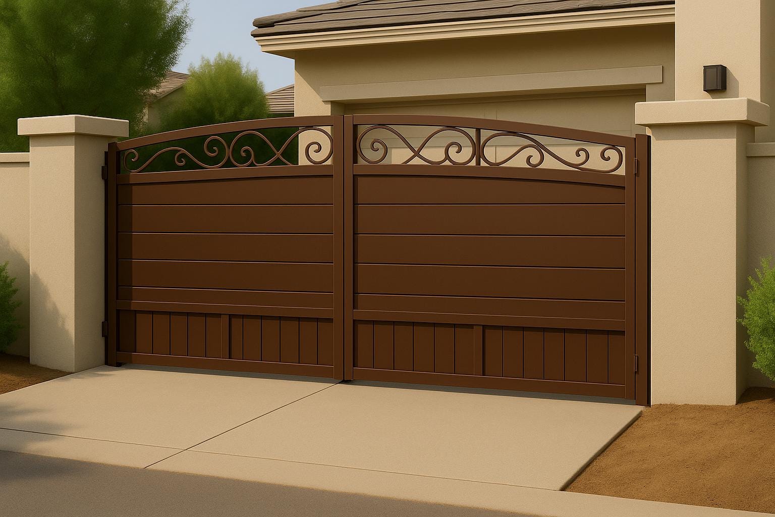 Modern Arched Bifold Driveway Gate by the steel fabrication shop, product image 4