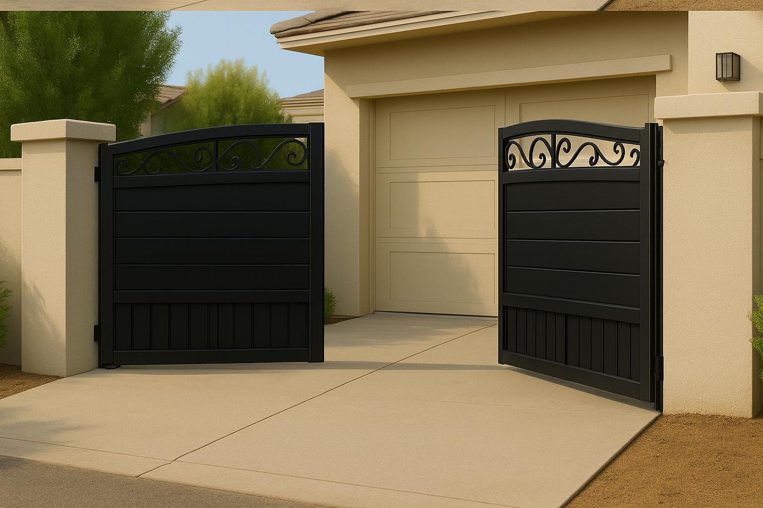Modern Arched Bifold Driveway Gate by the steel fabrication shop, product image 5