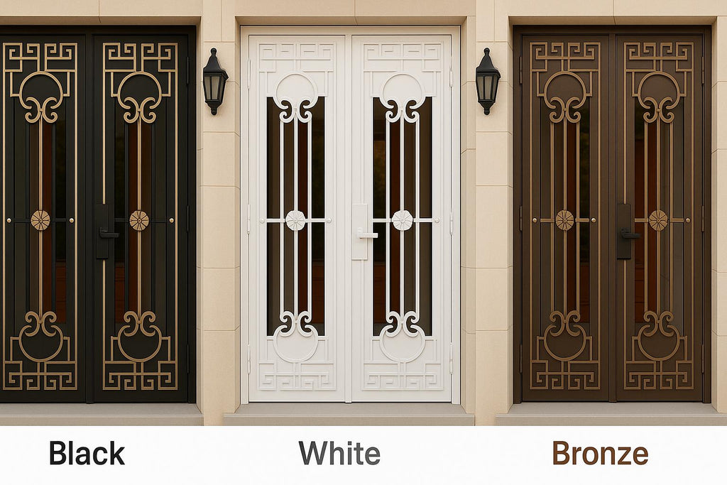 Luxury Wrought Iron Security Door: Greek Key Design, Powder Coat Finish by the steel fabrication shop, product image 2