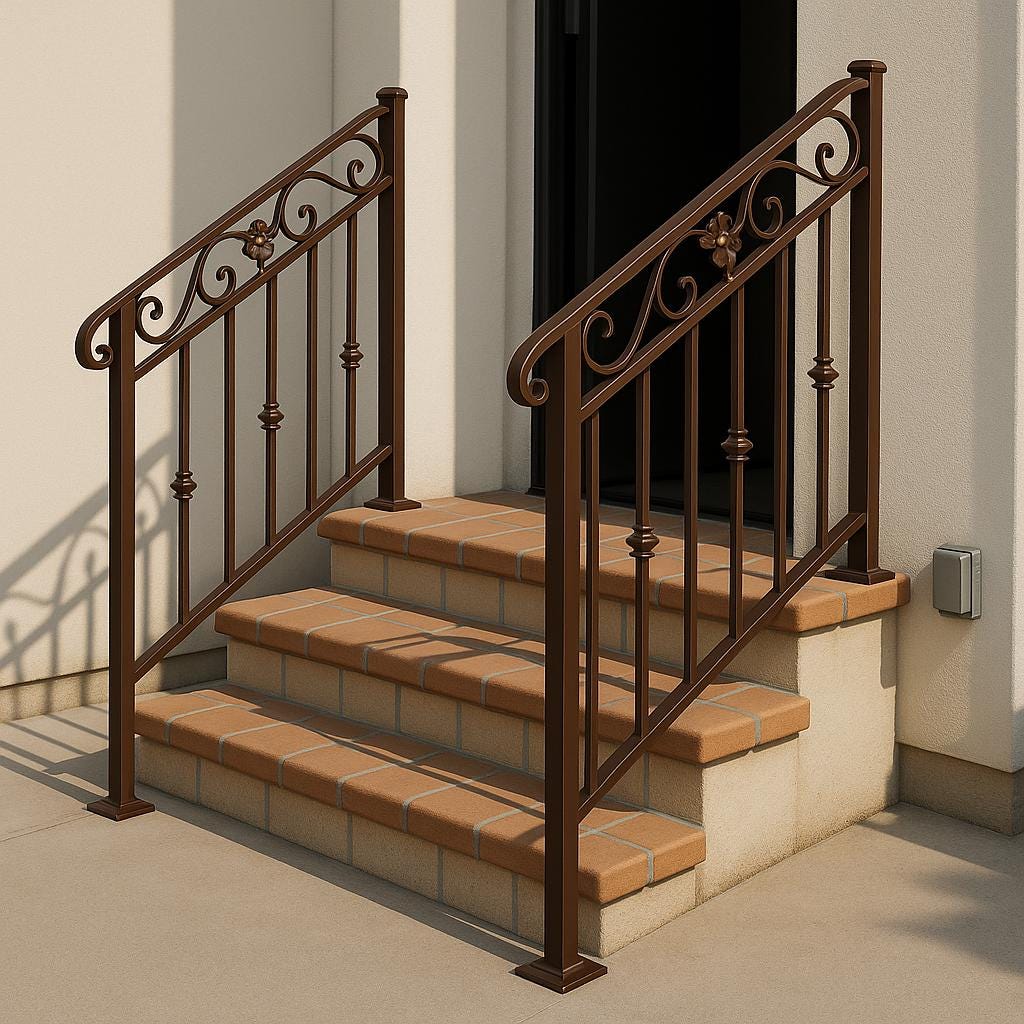 Wrought Iron Stair Railing: Decorative Steel Handrail with Scrolls by the steel fabrication shop, product image 4