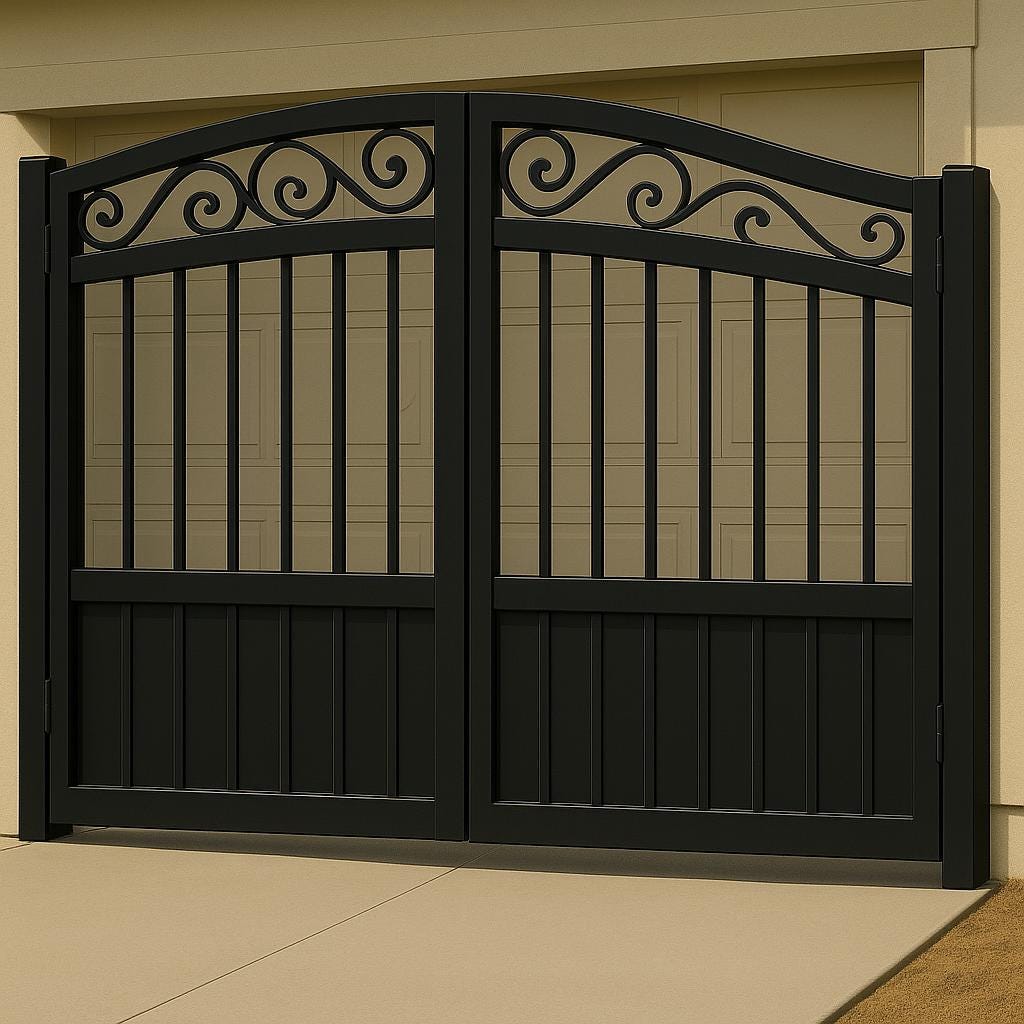 Custom Modern Driveway Gate with Scroll Design by the steel fabrication shop, product image 5