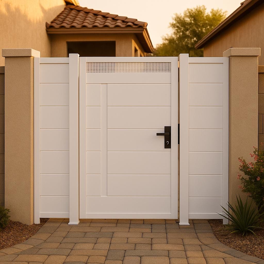 Modern Steel Privacy Gate – Perforated Metal Yard Entry by the steel fabrication shop, product image 5