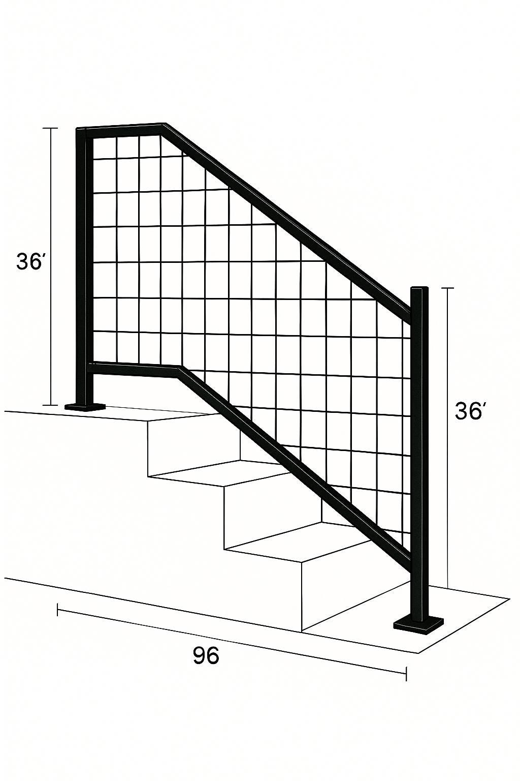 Modern Steel Stair Railing: Welded Wire Indoor Outdoor Handrail by the steel fabrication shop, product image 3