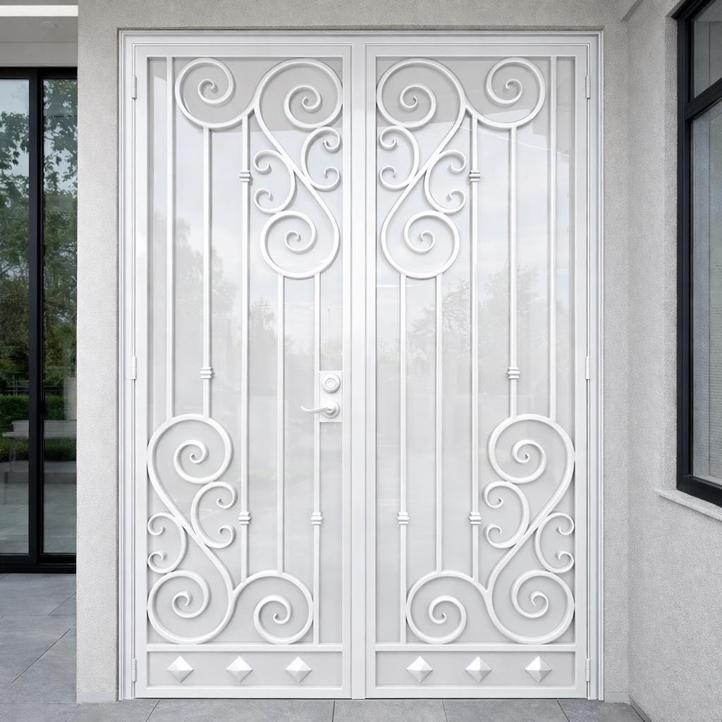 Valencrest Double Iron Entry Door, Decorative Scroll Steel Security Gate by the steel fabrication shop, product image 5