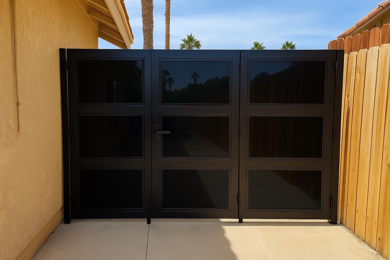 Modern Black Steel Privacy Gate by the steel fabrication shop, product image 1