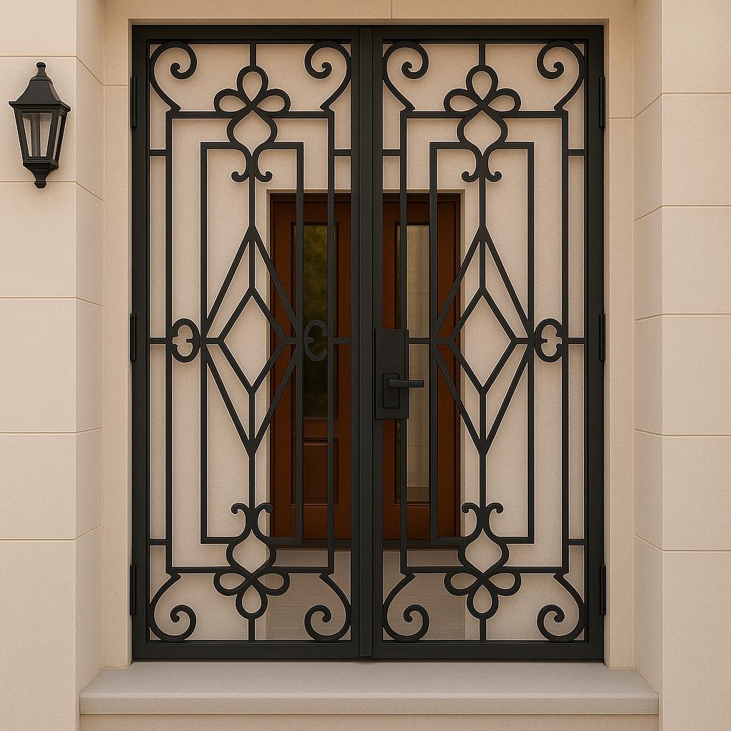 Wrought Iron Double Entry Security Door - Custom Exterior Gate by the steel fabrication shop, product image 1