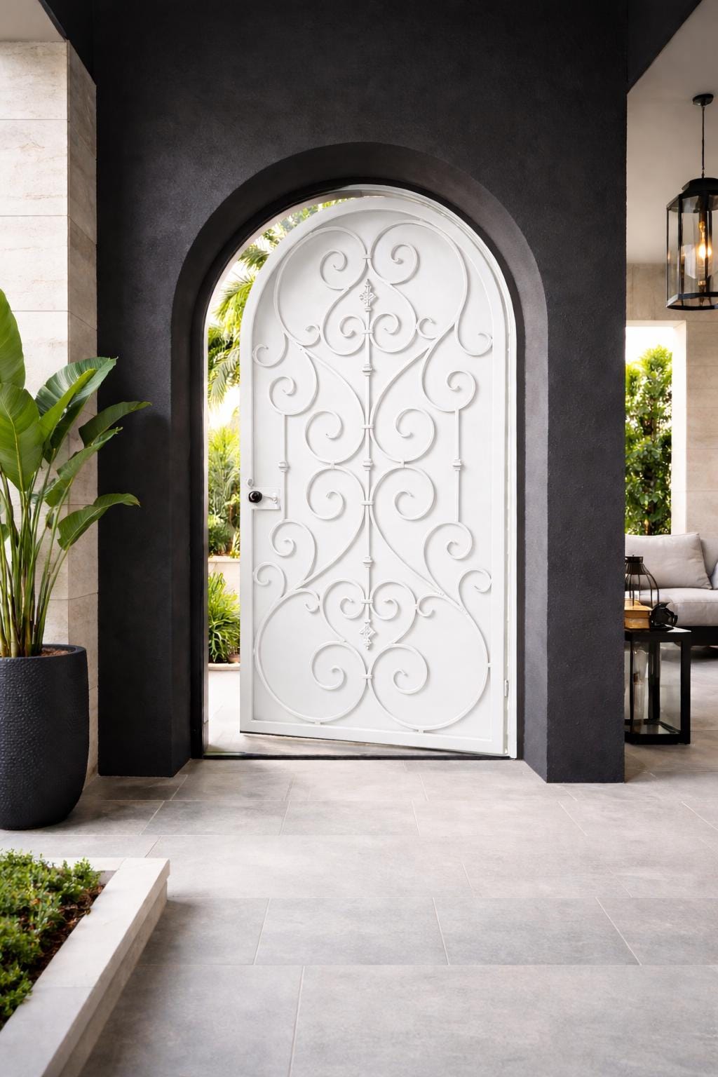 Decorative Arched Iron Entry Door by the steel fabrication shop, product image 1