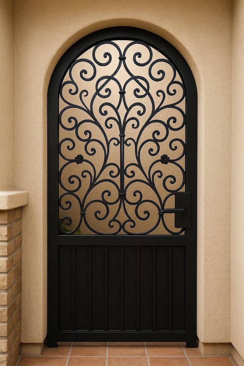 Custom Arched Wrought-Iron Garden Gate by the steel fabrication shop, product image 4