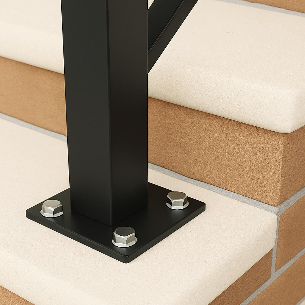 Modern Metal Stair Railing - Welded Steel Handrail, Wall Mounted 3-Step Stairway Rail by the steel fabrication shop, product