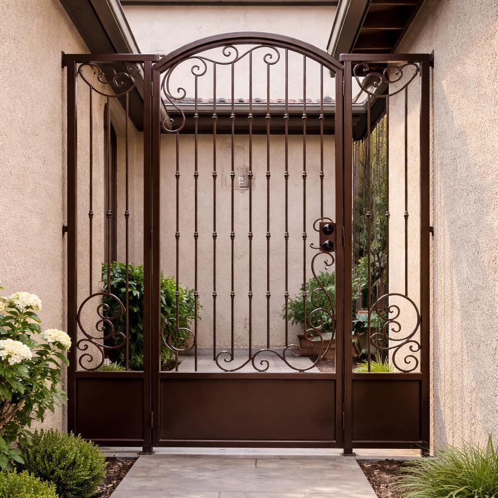 Ardenton Scroll Iron Walkway Gate, Decorative Steel Entry Security Gate by the steel fabrication shop, product image 2