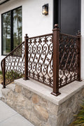 Custom Wrought Iron Porch Railing, Decorative Stair Handrail, Luxury Front Entry Rail, Outdoor Scroll Metal Railing, Landing