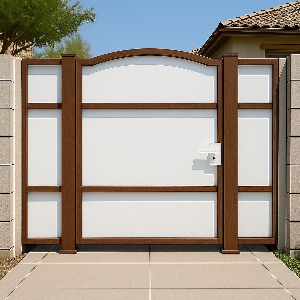 Modern Arched Steel Privacy Gate by the steel fabrication shop, product image 2