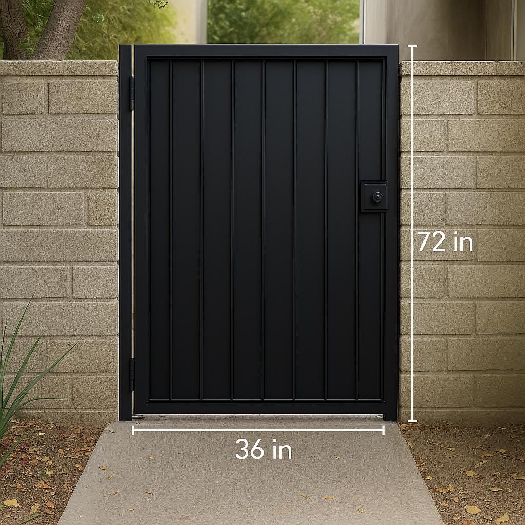 Modern Steel Privacy Gate: Custom Powder Coated Metal Entry by the steel fabrication shop, product image 2