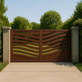 Modern Wave Steel Driveway Gate by the steel fabrication shop, product image 1