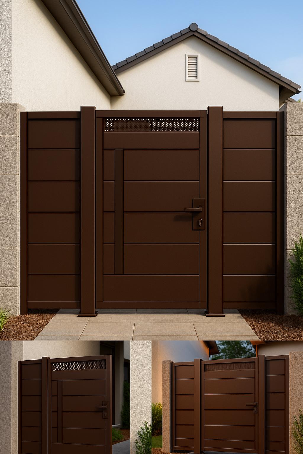 Modern Steel Privacy Gate – Perforated Metal Yard Entry by the steel fabrication shop, product image 10