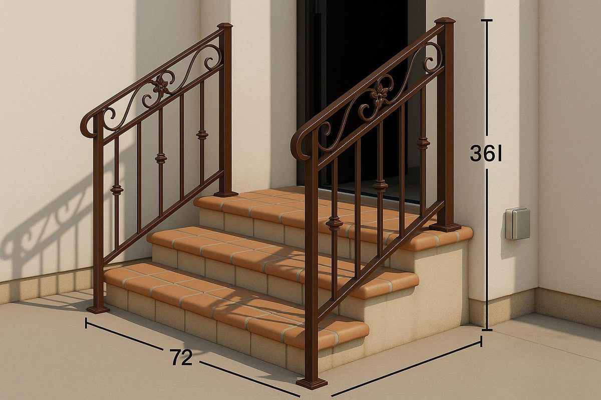Wrought Iron Stair Railing: Decorative Steel Handrail with Scrolls by Crown Forge Iron, product image 7