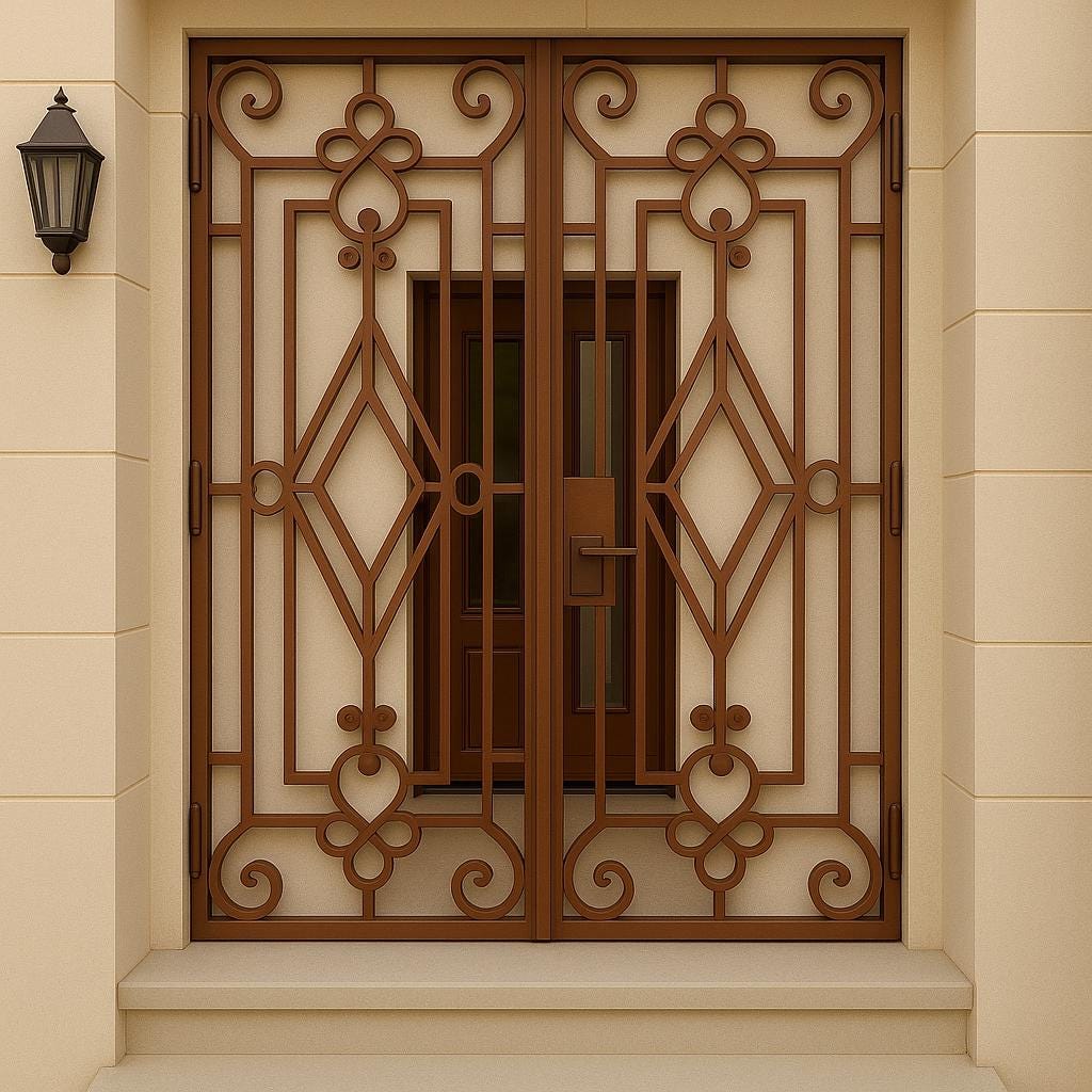 Wrought Iron Double Entry Security Door - Custom Exterior Gate by the steel fabrication shop, product image 2