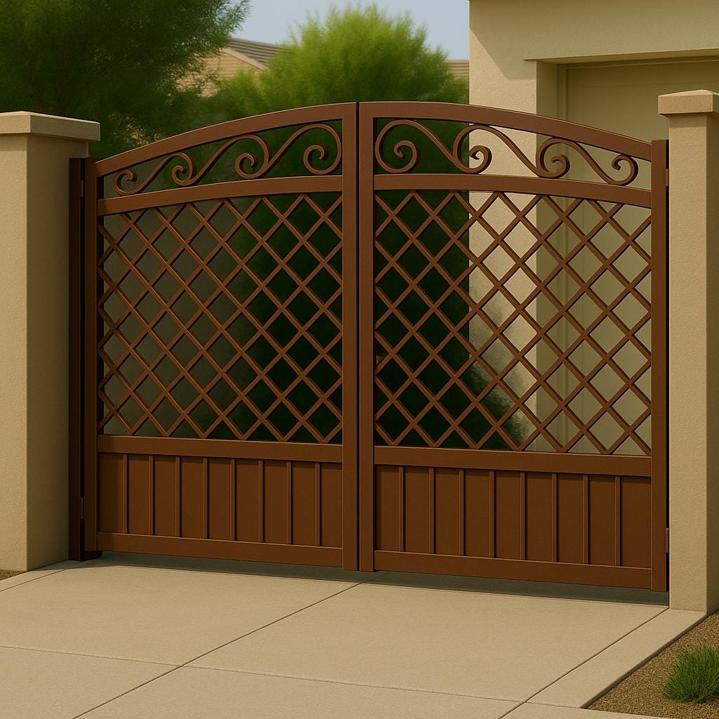Scroll Driveway Gate – Lattice Double Swing Steel Entrance by the steel fabrication shop, product image 6