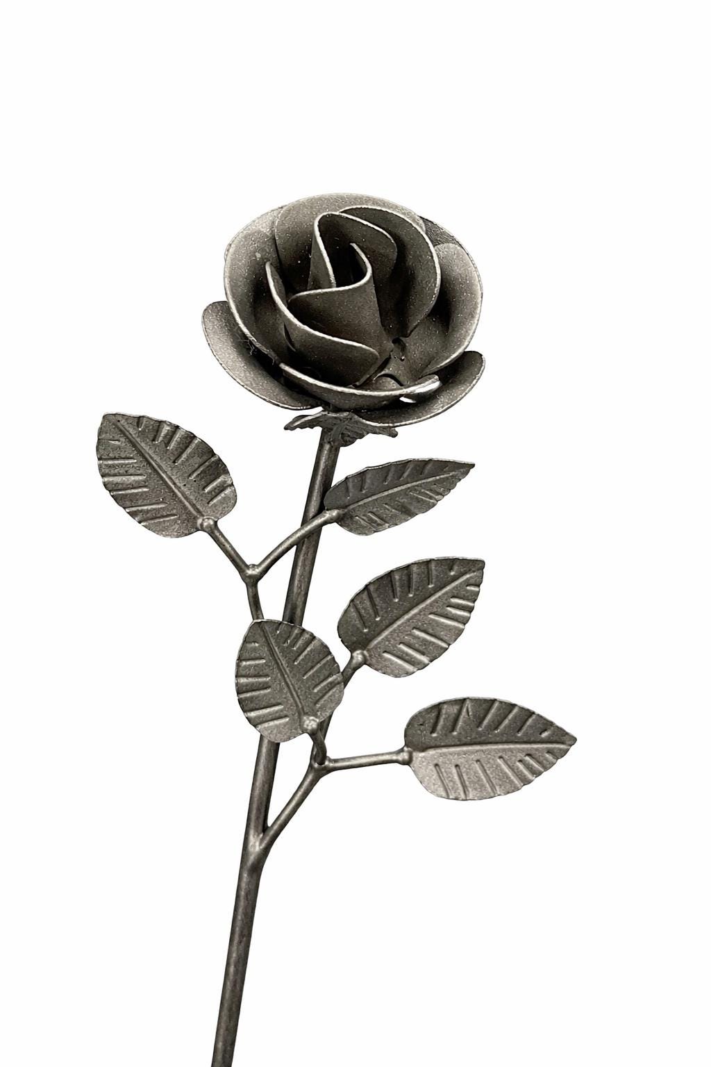 Steel Rose Sculpture – Handmade Metal Flower Decor, Romantic Eternal Rose Gift by the steel fabrication shop, product image 2