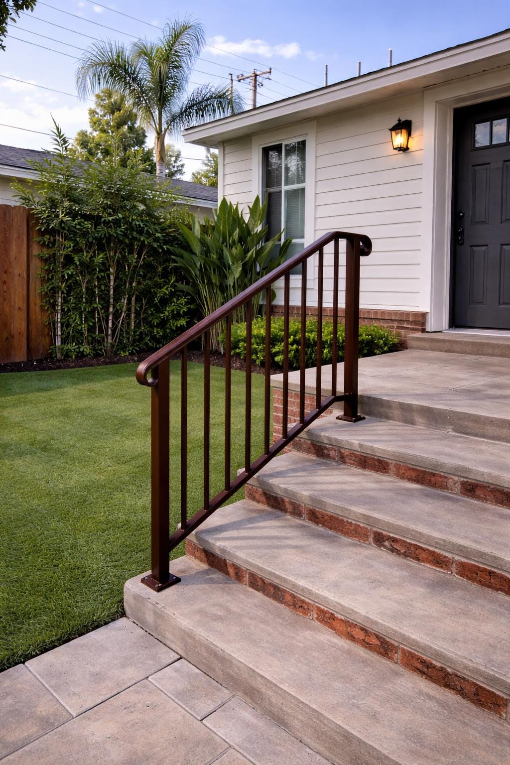 Heritage Classic Stair Handrail, Custom Wrought Iron Railing, Porch Step Rail, Metal Entry Handrail, Outdoor Stair Railing by