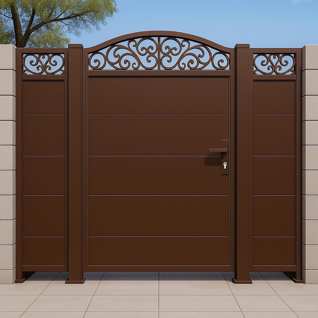 Scroll Top Steel Privacy Gate by the steel fabrication shop, product image 4