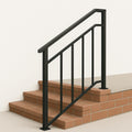 Modern Metal Stair Railing - Welded Steel Handrail, Wall Mounted 3-Step Stairway Rail by Crown Forge Iron, product
