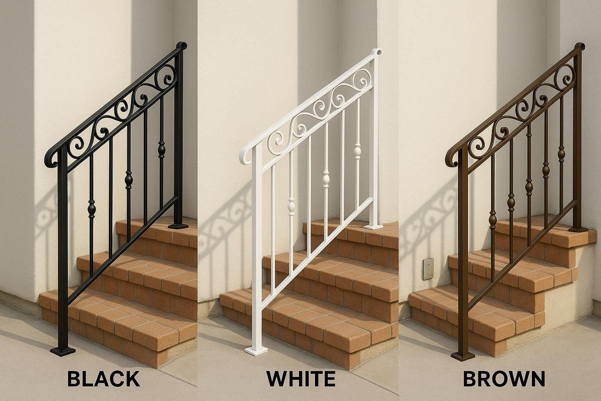 Wrought Iron Stair Railing: Decorative Steel Handrail with Scrolls by Crown Forge Iron, product image 10