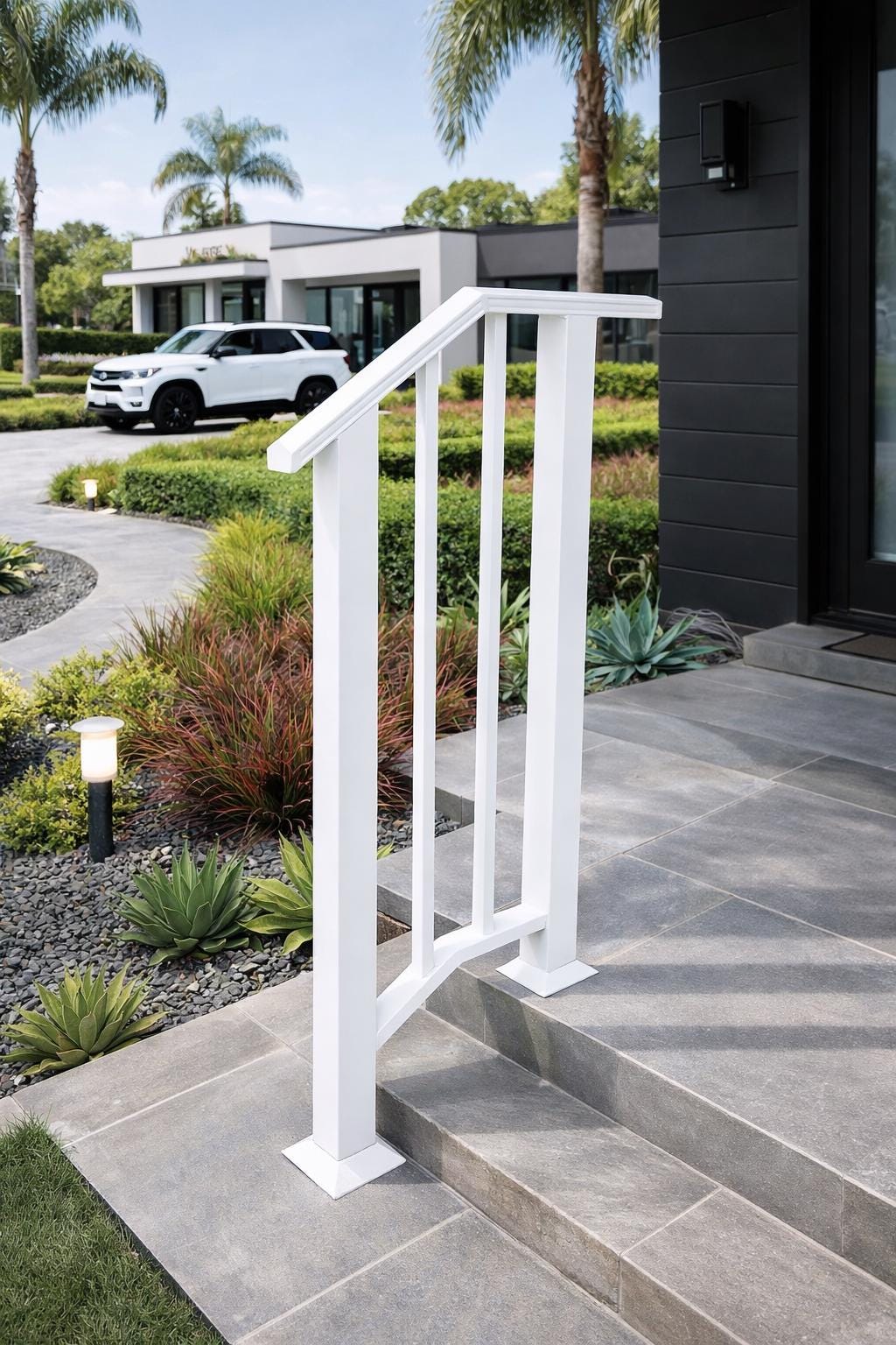 Horizon Modern Stair Handrail, Custom Metal Step Rail, Minimalist Wrought Iron Railing, Porch Entry Handrail, Outdoor Stair