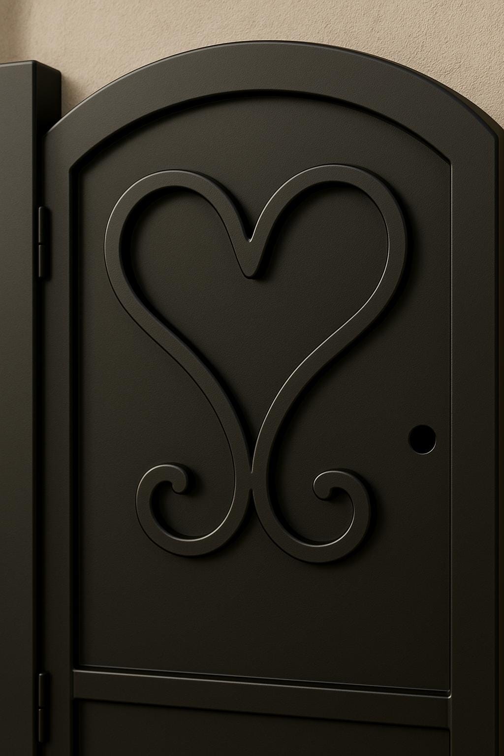 Heart Scroll Wrought Iron Garden Gate - Arched Metal Entryway 36x84 by the steel fabrication shop, product image 3