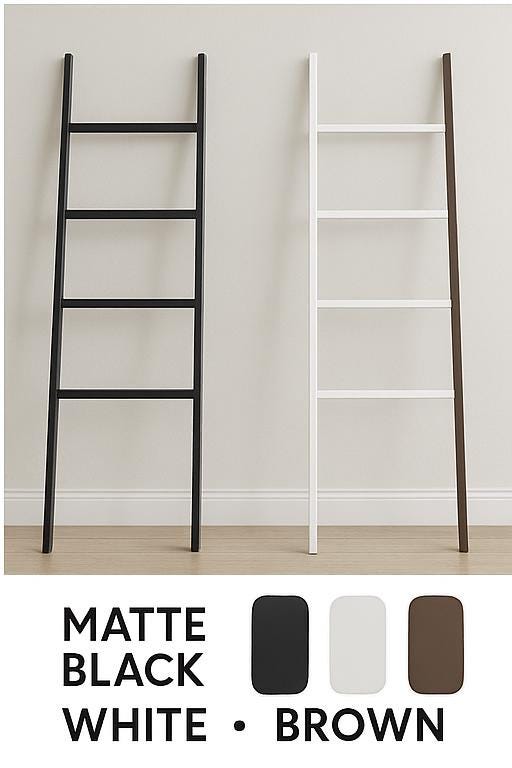 Modern Steel Towel Ladder: Freestanding Blanket Rack - Matte Black, White, Brown by the steel fabrication shop, product