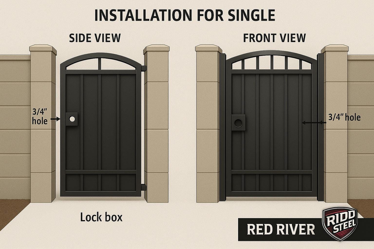 Modern Iron Security Gate: Powder Coated Steel Side Door for Block Walls by the steel fabrication shop, product image 6