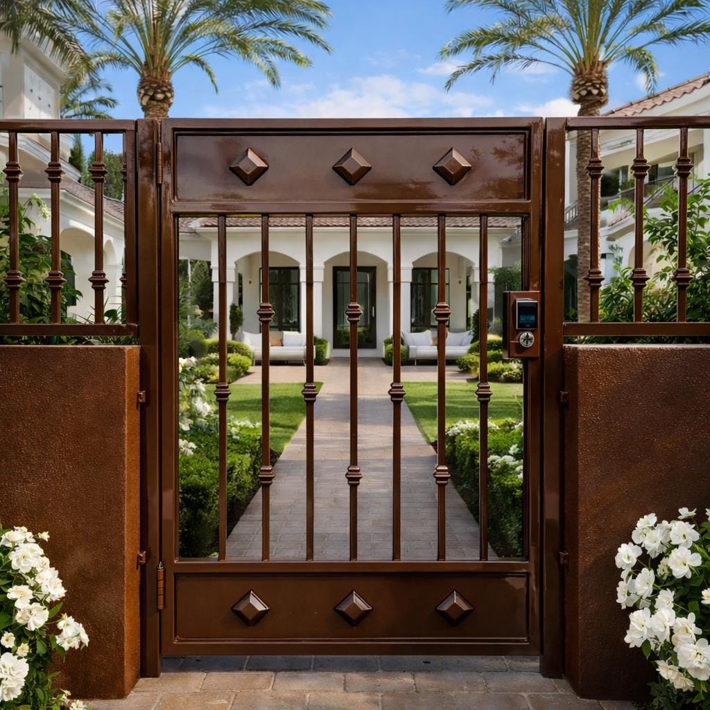 Steel Security Gate Door – Modern Iron Entry Gate & Decorative Metal Garden Gate, Custom Outdoor Front Yard Gate by