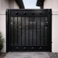 Modern Steel Security Gate – Black Metal Entry Privacy Gate With Keypad Lock Panel by the steel fabrication shop, product