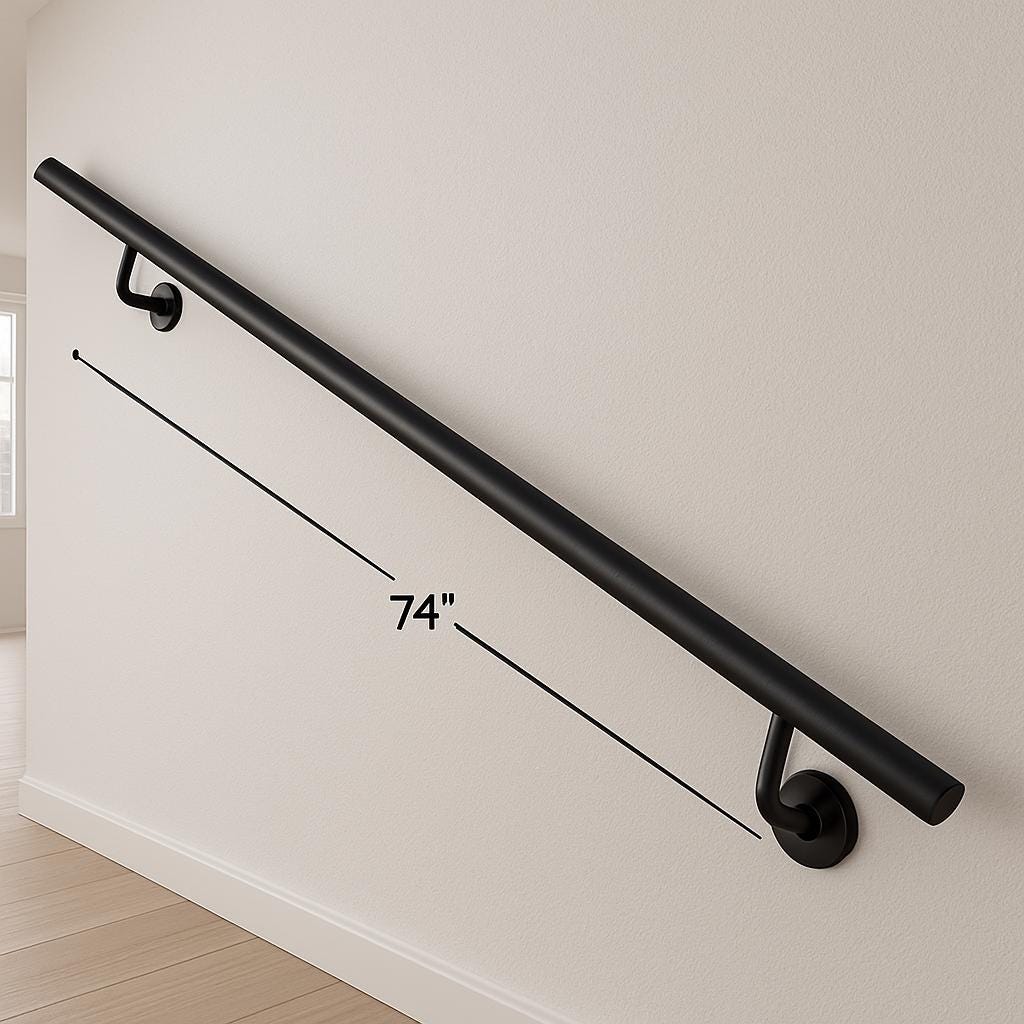 Modern Black Steel Wall Handrail: ADA Compliant Safety Grab Bar by the steel fabrication shop, product image 2