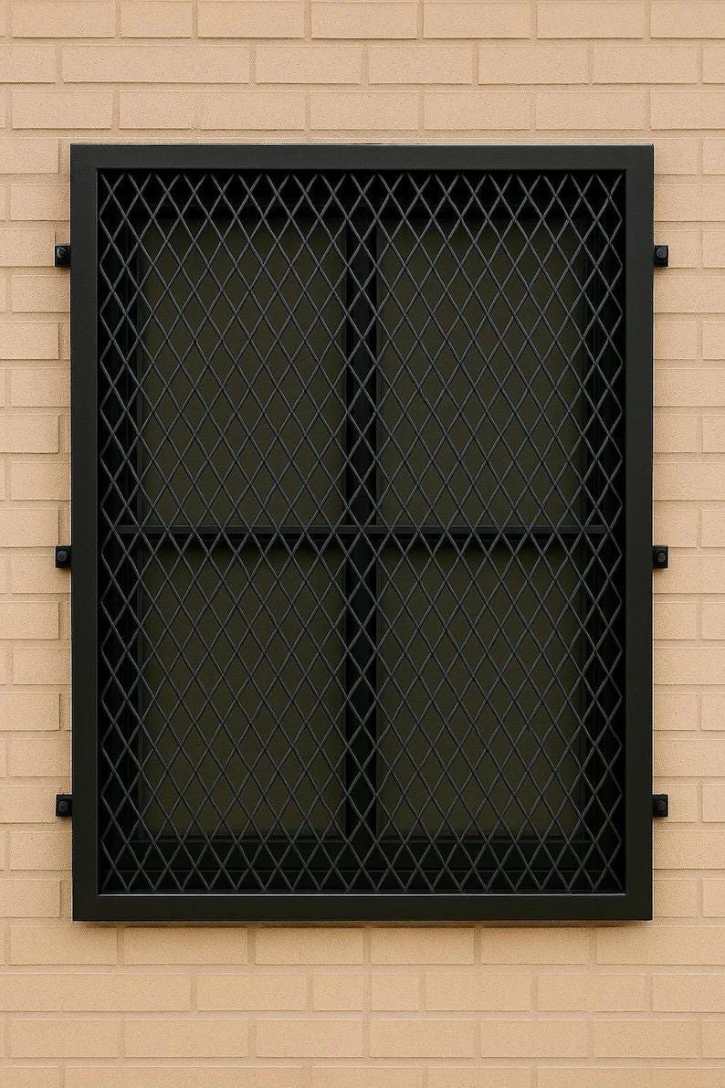 Steel Security Window Guard – Expanded Metal Grille, Powder Coated Black by the steel fabrication shop, product image 2