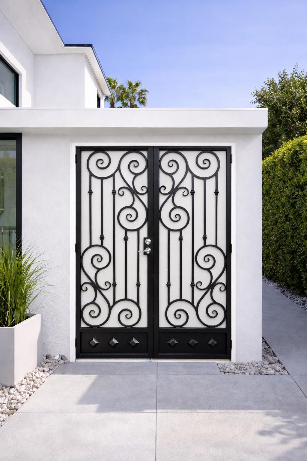Decorative Double Iron Entry Door: Luxury Wrought Iron Security Gate by the steel fabrication shop, product image 1