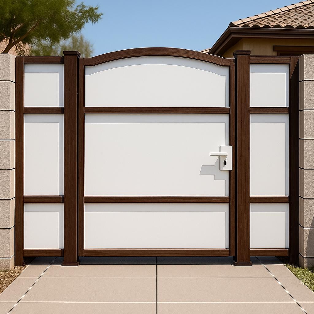 Modern Arched Steel Privacy Gate by the steel fabrication shop, product image 4