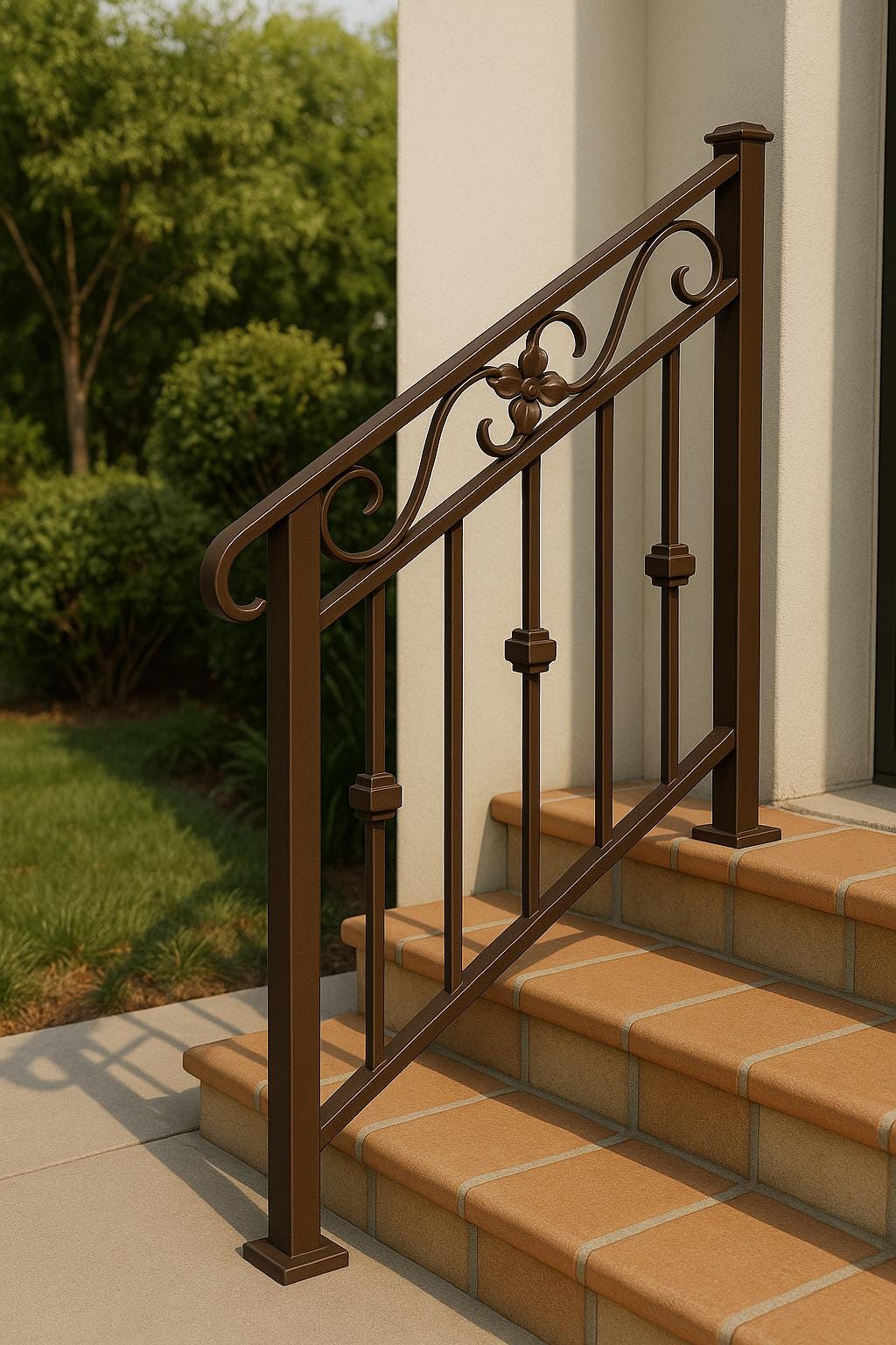 Wrought Iron Stair Railing: Decorative Steel Handrail with Scrolls by the steel fabrication shop, product image 3