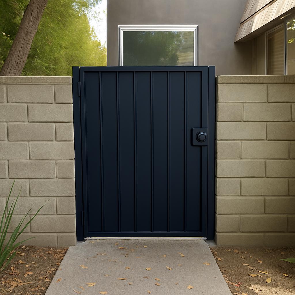 Modern Steel Privacy Gate: Custom Powder Coated Metal Entry by the steel fabrication shop, product image 3