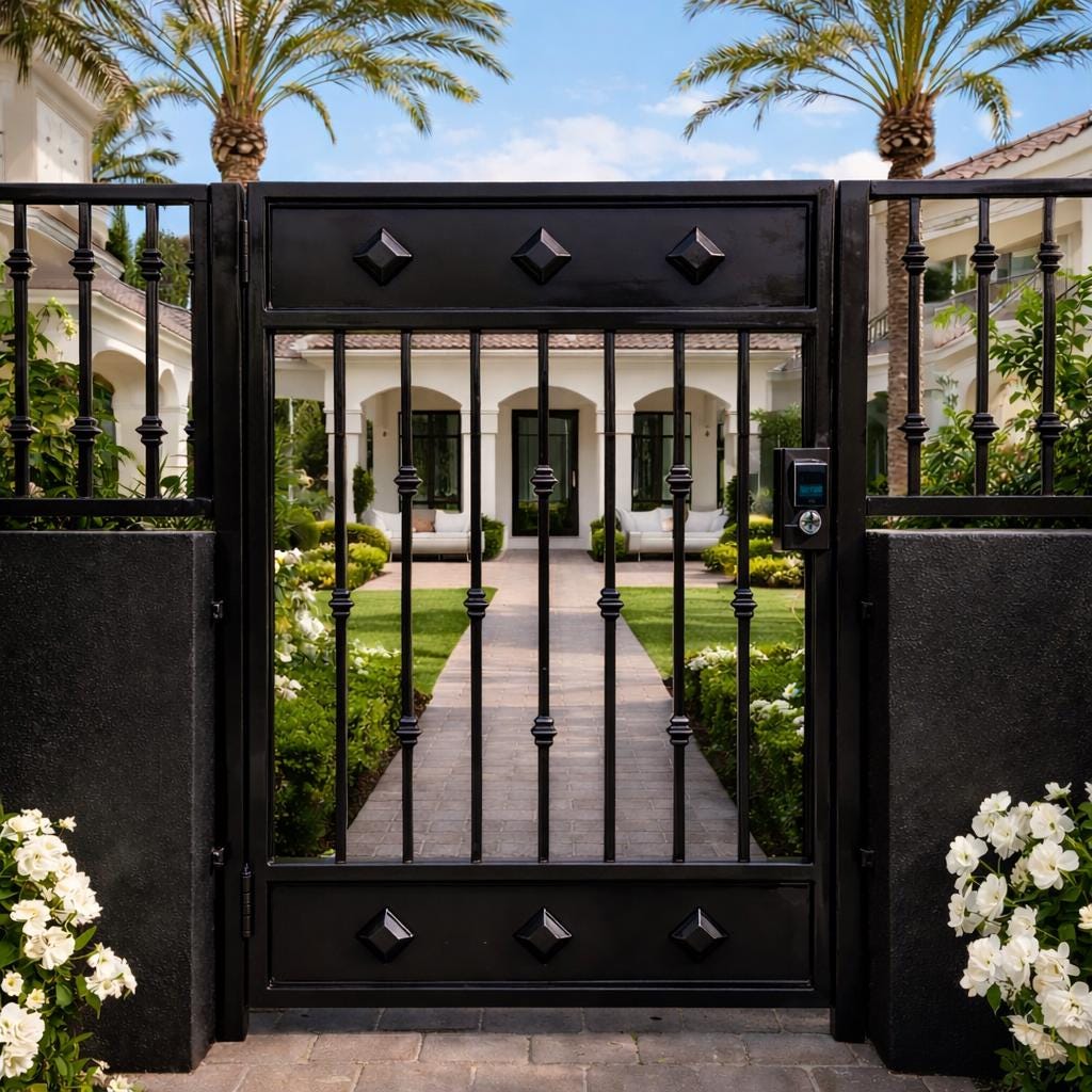 Steel Security Gate Door – Modern Iron Entry Gate & Decorative Metal Garden Gate, Custom Outdoor Front Yard Gate by