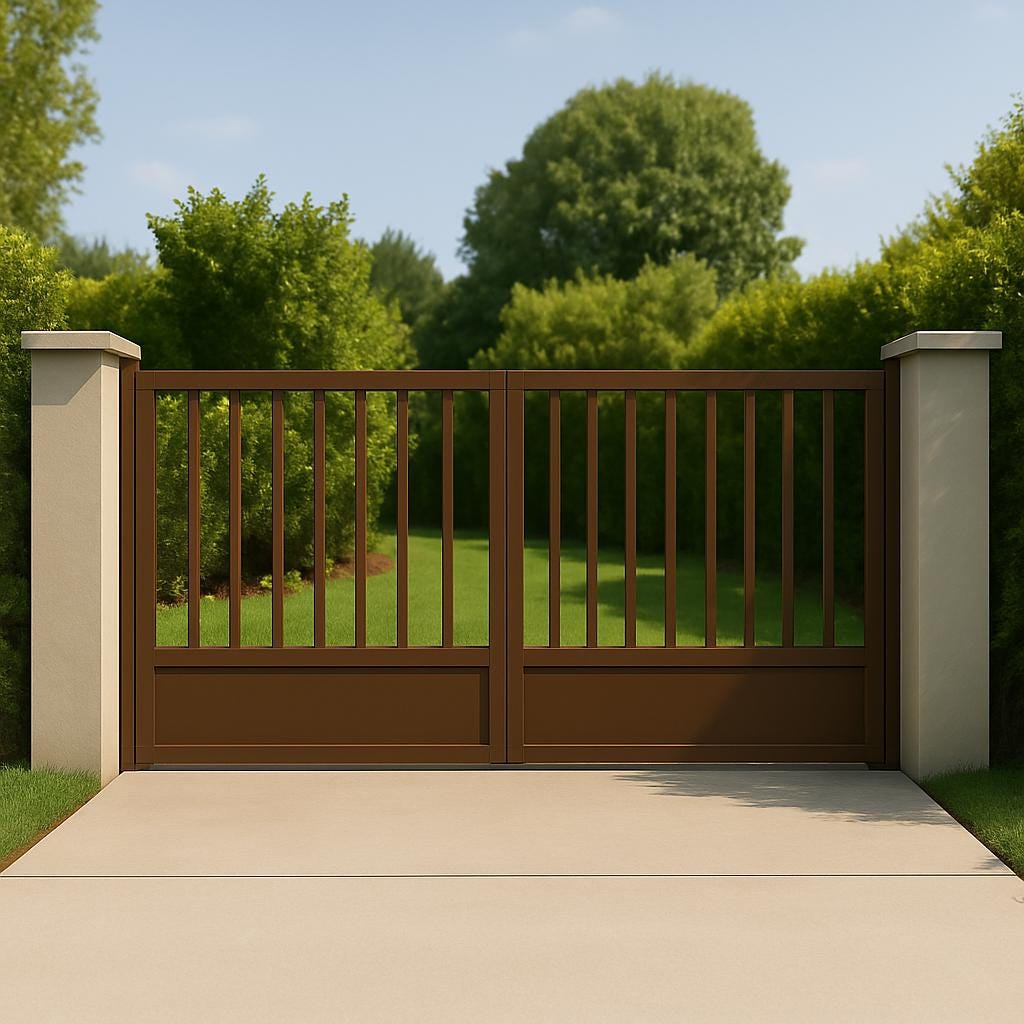 Modern Brown Steel Driveway Gate by the steel fabrication shop, product image 3