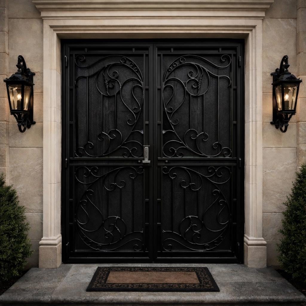Valencia Scroll Steel Door – Double Security Door by the steel fabrication shop, product image 1