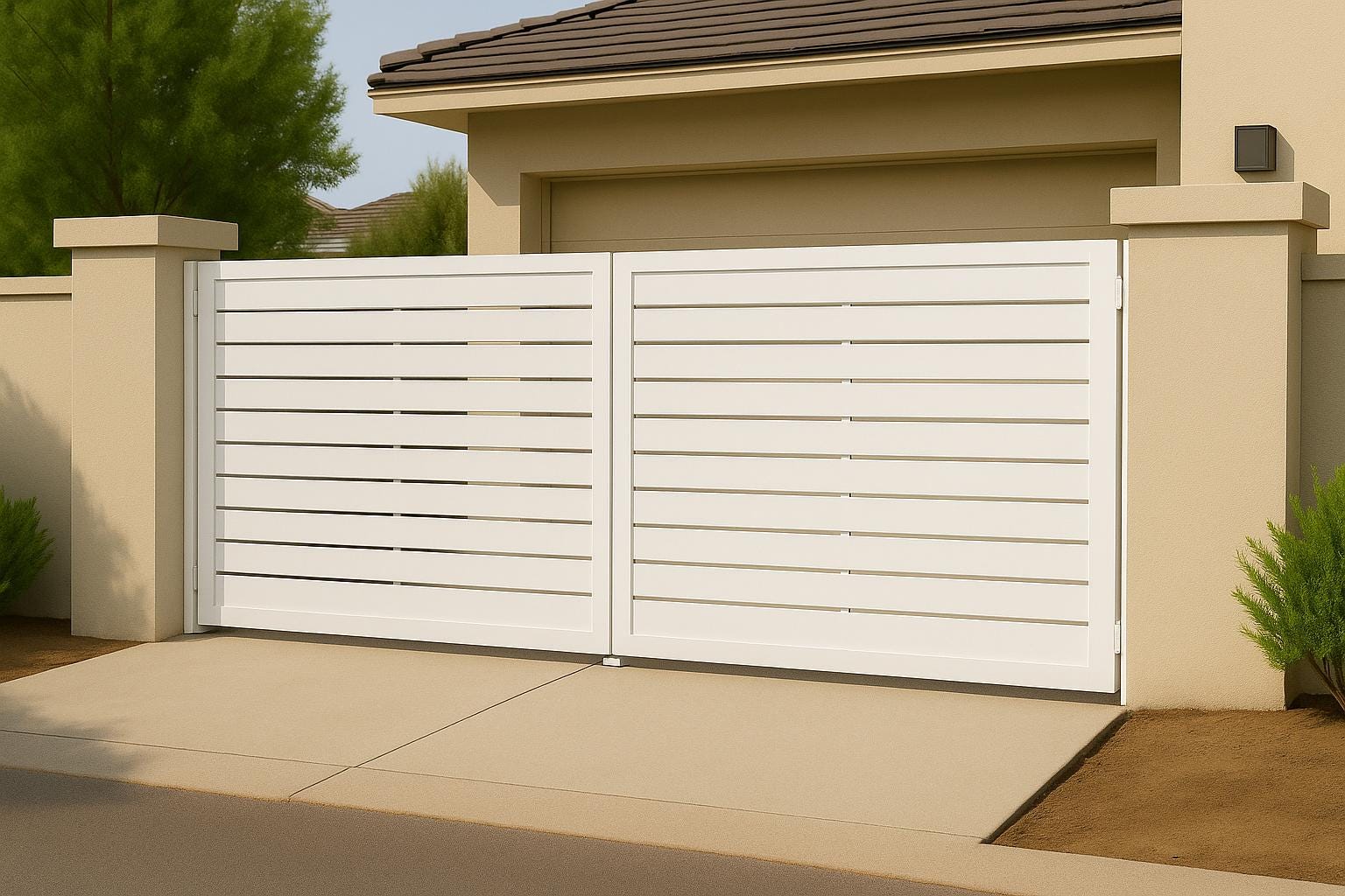 Modern Steel Driveway Gate – Custom Double Swing, Privacy Pattern by the steel fabrication shop, product image 4