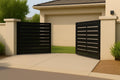 Modern Steel Driveway Gate – Custom Double Swing, Privacy Pattern by the steel fabrication shop, product image 1