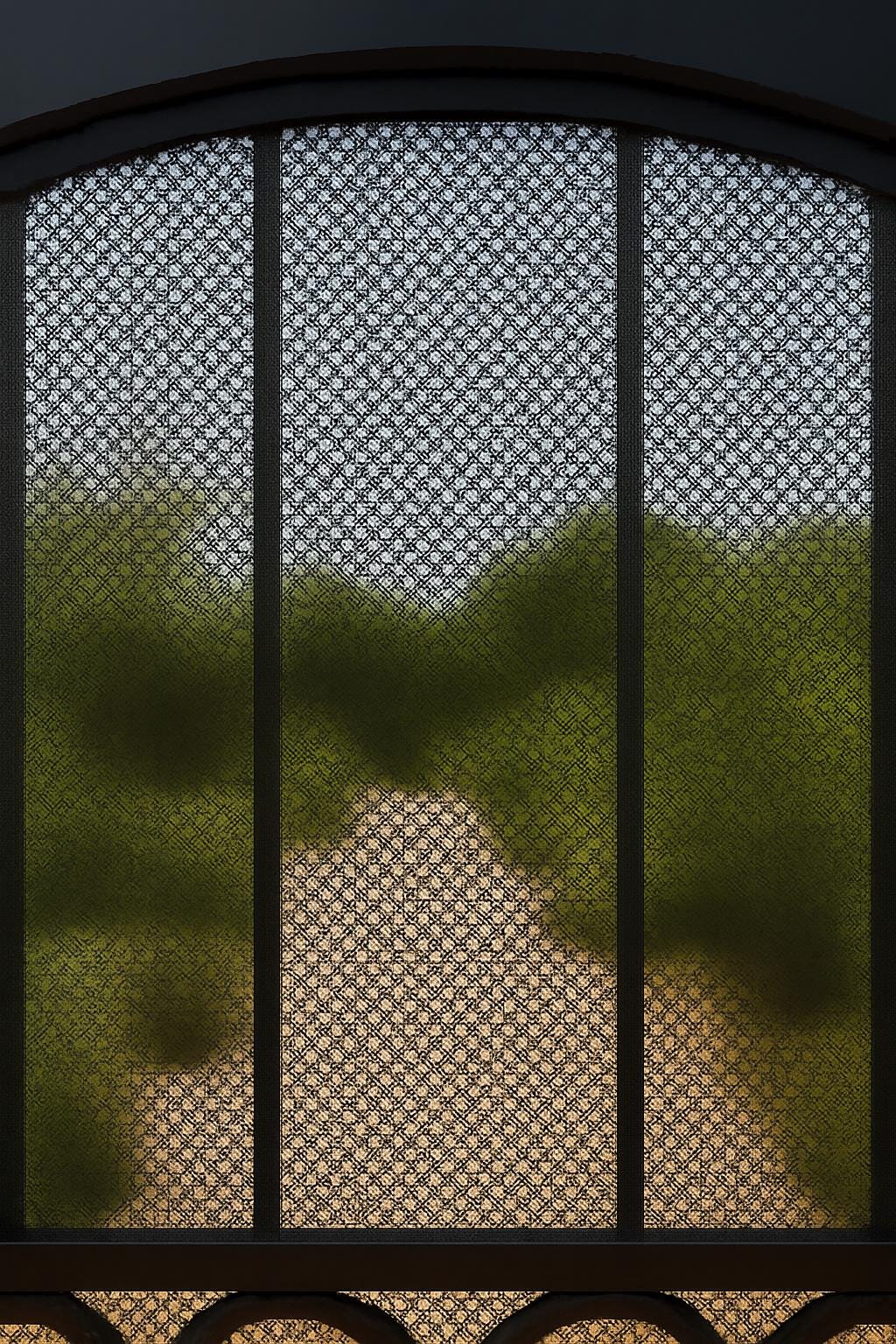 Modern Arched Wrought Iron Gate with Perforated Privacy Mesh by the steel fabrication shop, product image 2